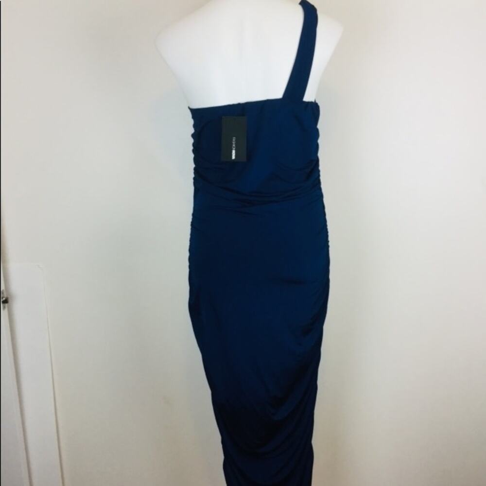 NWT Fashion Nova Tessa Ruched Midi Dress Navy One Shoulder Size 1X - Picture 8 of 12